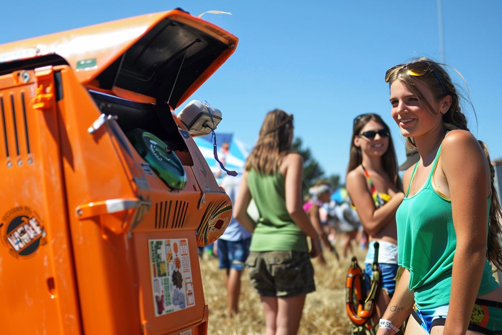 Portable Recycling Machine at a Music Festival