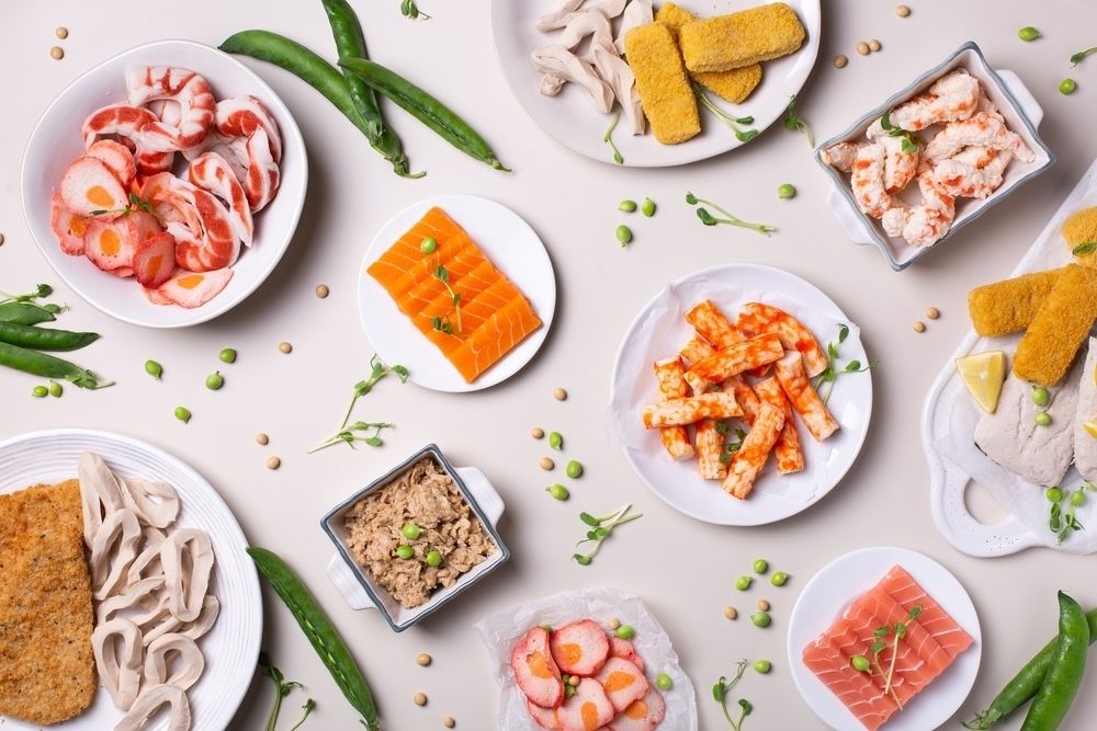 ENOUGH's mycoprotein serves as a base for a range of seafood alternatives, including fish fillets and shrimp, addressing overfishing concerns and providing a sustainable choice for seafood enthusiasts.