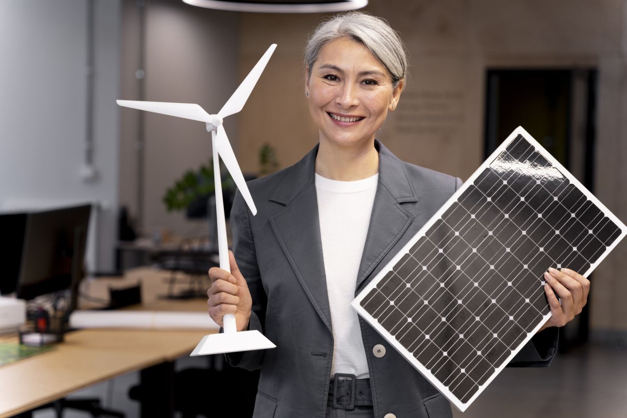 Business person planning for alternative energies