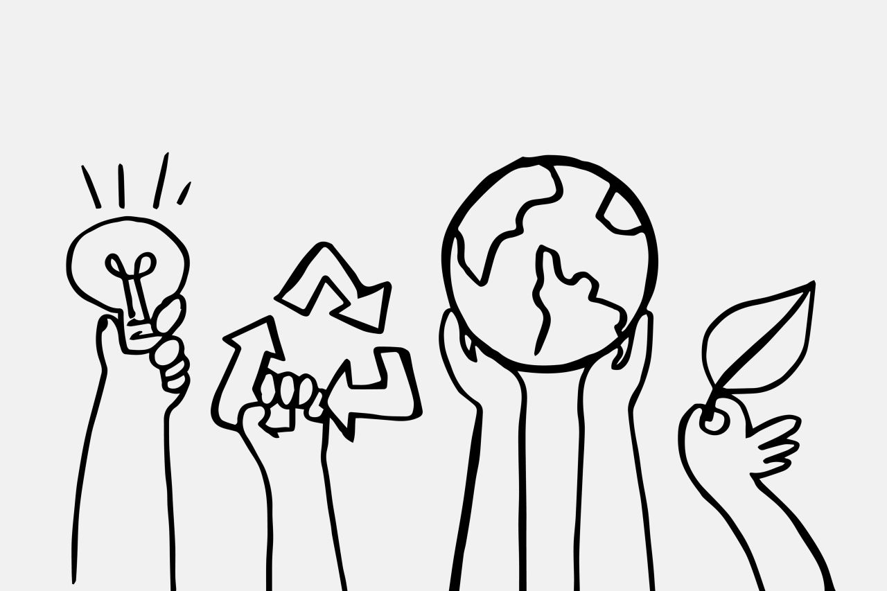 Environment doodle vector, renewable energy concept