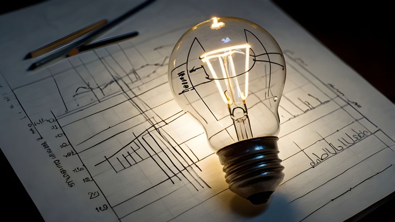 Light bulb with drawing graph