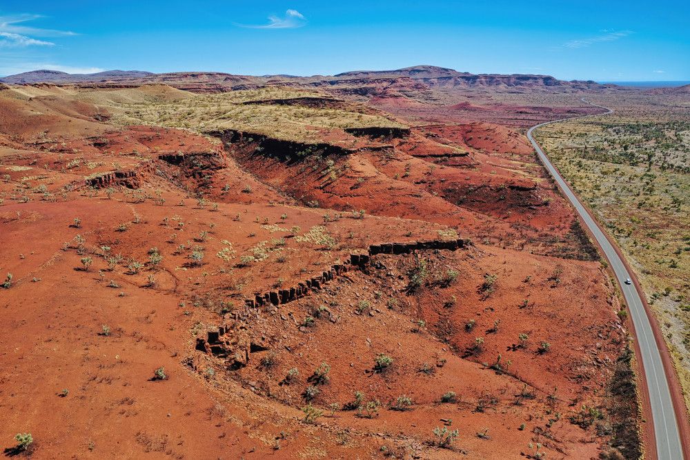 The mineral-rich red earth of the Pilbara is a strategic location for lithium production and export.